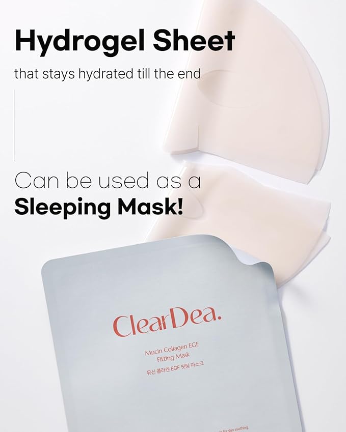 Mucin Collagen EGF Mask (Plant Mucin & 7 Collagen Complex) Hydrogel Sheet for Overnight Moisturizing Skincare, 5 Pack ??Bestselling Korean Face Mask, Glass Skin Glow Up Essentials