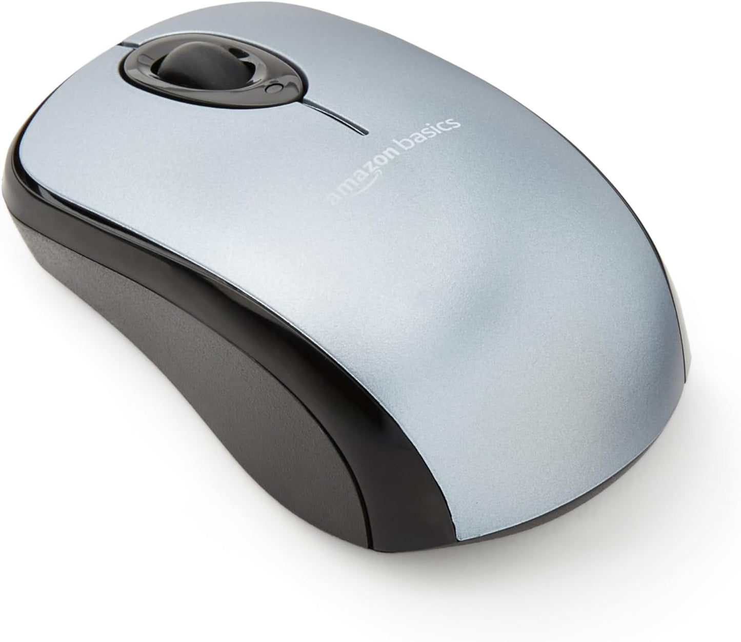 Amazon Basics 2.4 GHz Wireless Optical Mouse - Sleek Silver Design