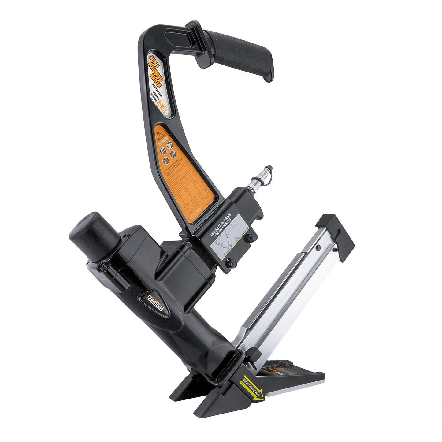 Freeman PFL618C Pneumatic 3-in-1 15.5-Gauge and 16-Gauge 2" Flooring Nailer/Stapler with Flooring Mallet and Interchangeable Base Plates