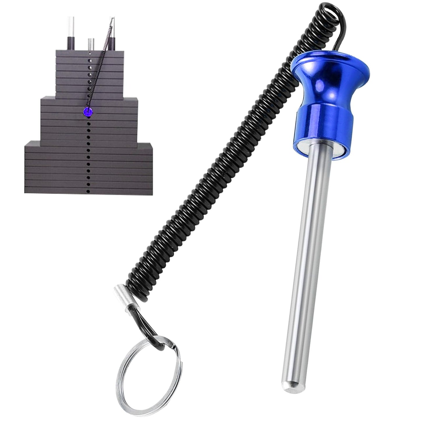 Weight Stack Pin,Universal Magnetic Weight Pin with Pull Rope Strength Training Equipment for Commercial Gym or Home Gym | Pin Insert | Heavy Duty | Health Club Grade Steel Gym Accessories (Blue)