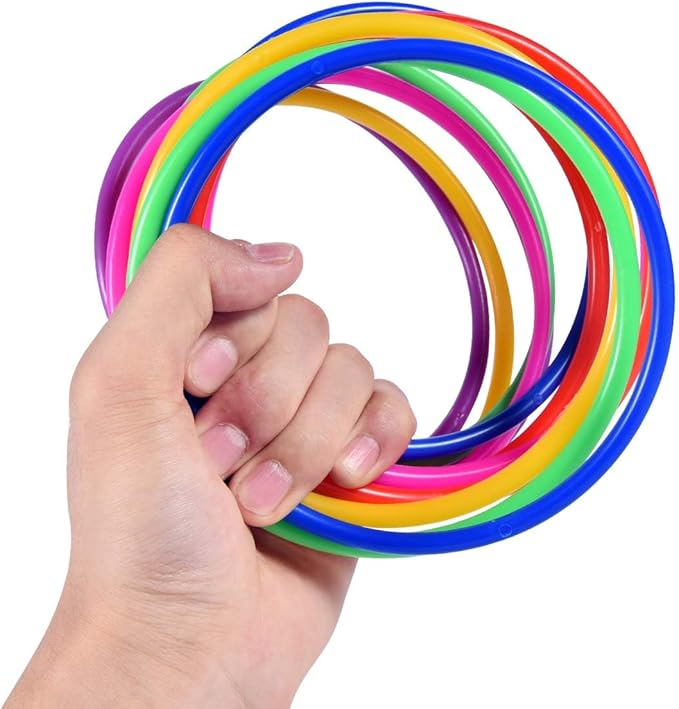 OBTANIM 24 Pcs Plastic Ring Toss Game for Kids and Outdoor Toss Rings for Speed and Agility Practice Game, Random Colors