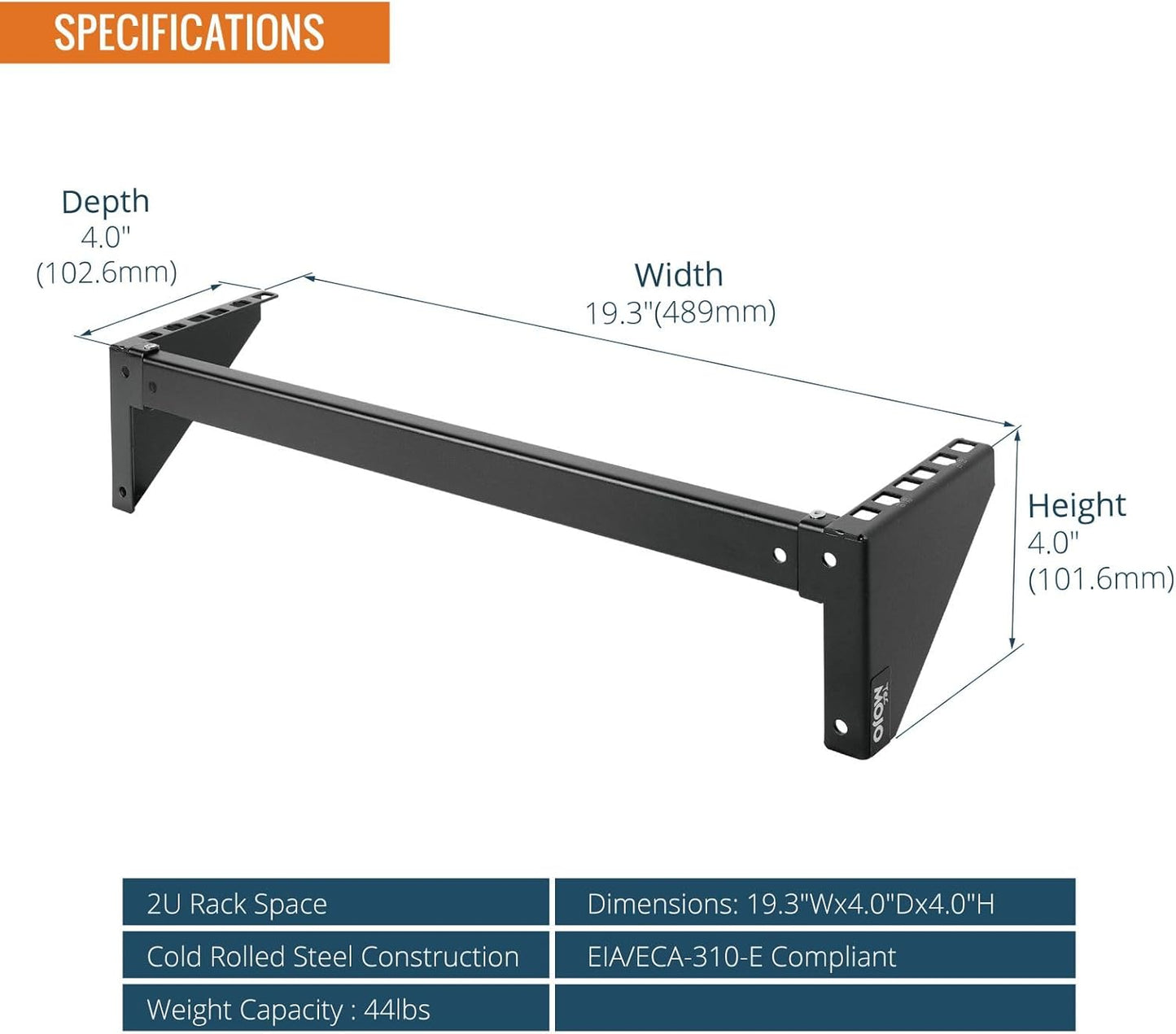 Tecmojo 2U 19" Vertical Wall Mount Rack,Foldable Vertical Rack and Wall Mountable Patch Panel Bracket,Server Rack