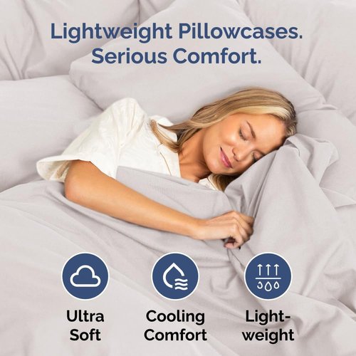 King Pillow Cases by [Brand Name] - Ultra Soft Hotel Quality Covers | Wrinkle-Free & Fade Resistant - Light Grey, Set of 2