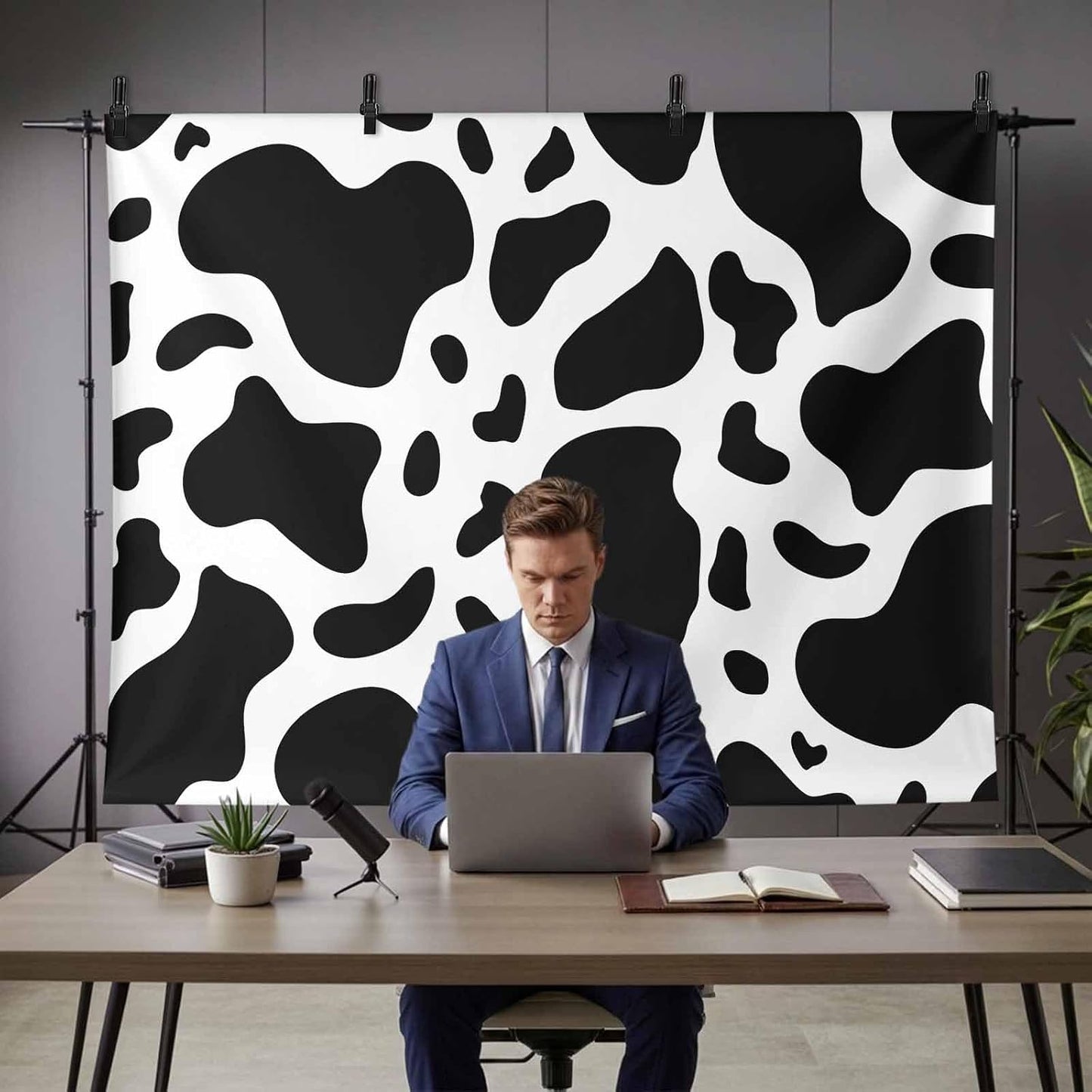 Vyrn Klynt Decor,12x8ft Abstract Dairy Cattle Cow Skin Texture Photography Backdrop for Portrait Photo,Photoshoot