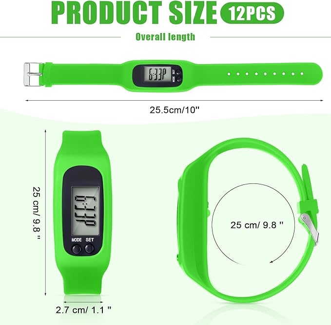 Geyoga 24 Pcs Pedometer for Walking Steps and Miles Pedometer Watch Silicone Steps Tracker Running Bracelet Ankle Step Counter for Calorie Burning and Step Counting
