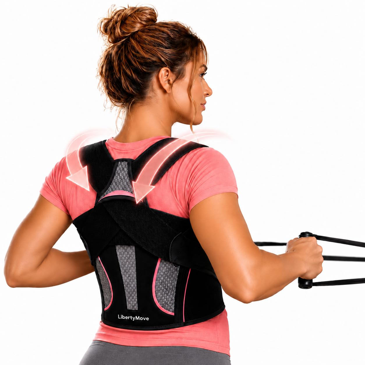 LibertyMove Posture Corrector for Women and Men, Breathable Upper Back Brace Posture Reminder, Adjustable Back Straightener with Underarm Comfort Straps, Shoulder Support Brace for Active Daily Wear
