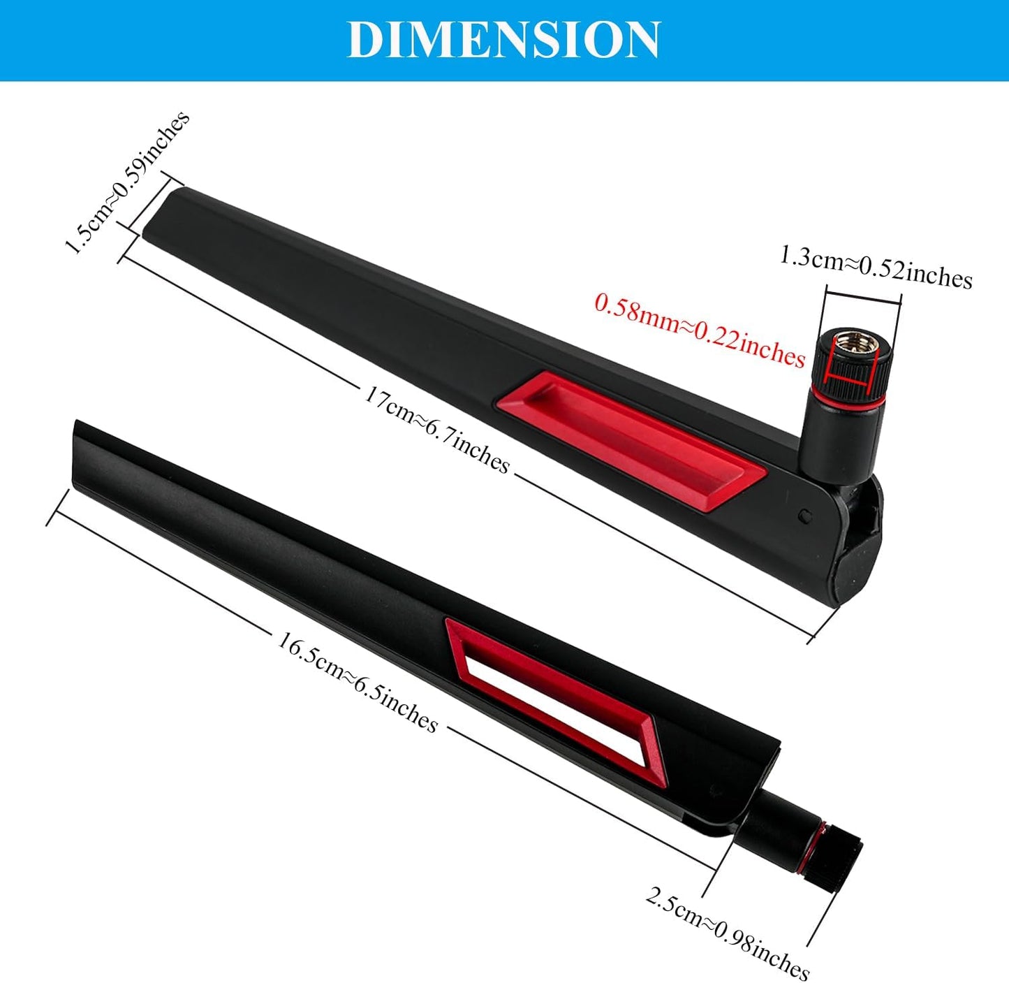 Stemedu 2PCS 12dBi 2.4GHz 5.8GHz Dual Band WiFi Antenna SMA Male Wi-Fi Antennas High Gain Universal for Wireless