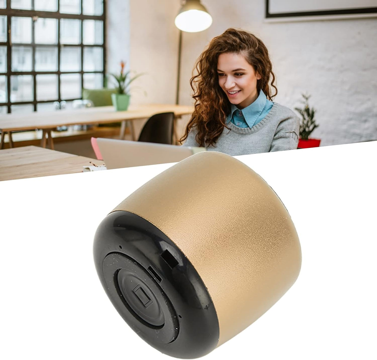 Zopsc 5.0, Mini Speaker, Portable BT Heavy Subwoofer, USB Rechargeable, Gold, for Travel, Dorm, Kitchen