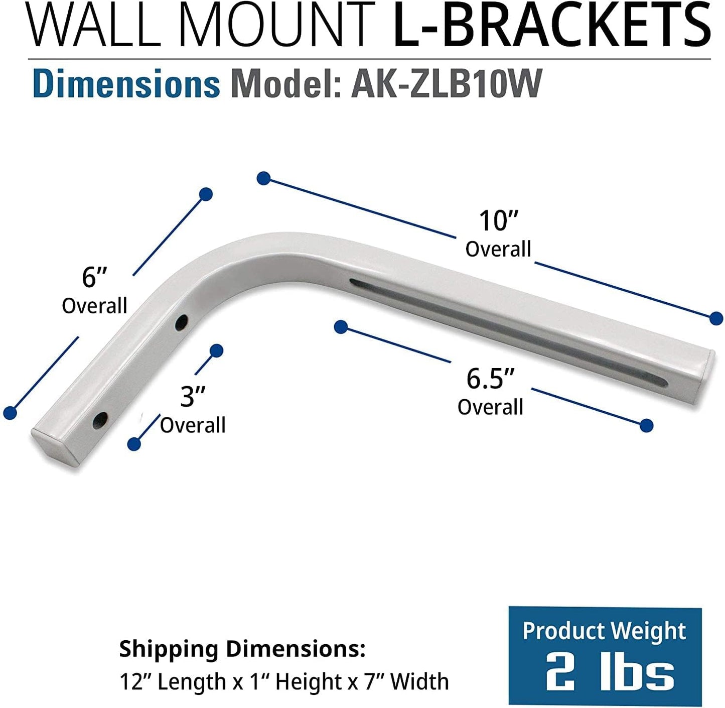AKIA SCREENS 10 Inch 310 Inch, AK-ZLB10W Universal Projector Screen L-Bracket Wall Mount Kit, Adjustable Extension