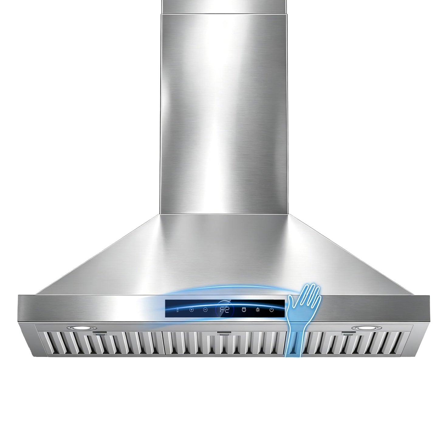 TAZPI 36 Inch Wall Mount Range Hood 1200 CFM, 4 Speed Remote Control Kitchen Wall Mount Range Hood with Motion Sensor & Adjustable LED Lighting Ducted/Ductless Convertible Pro Series