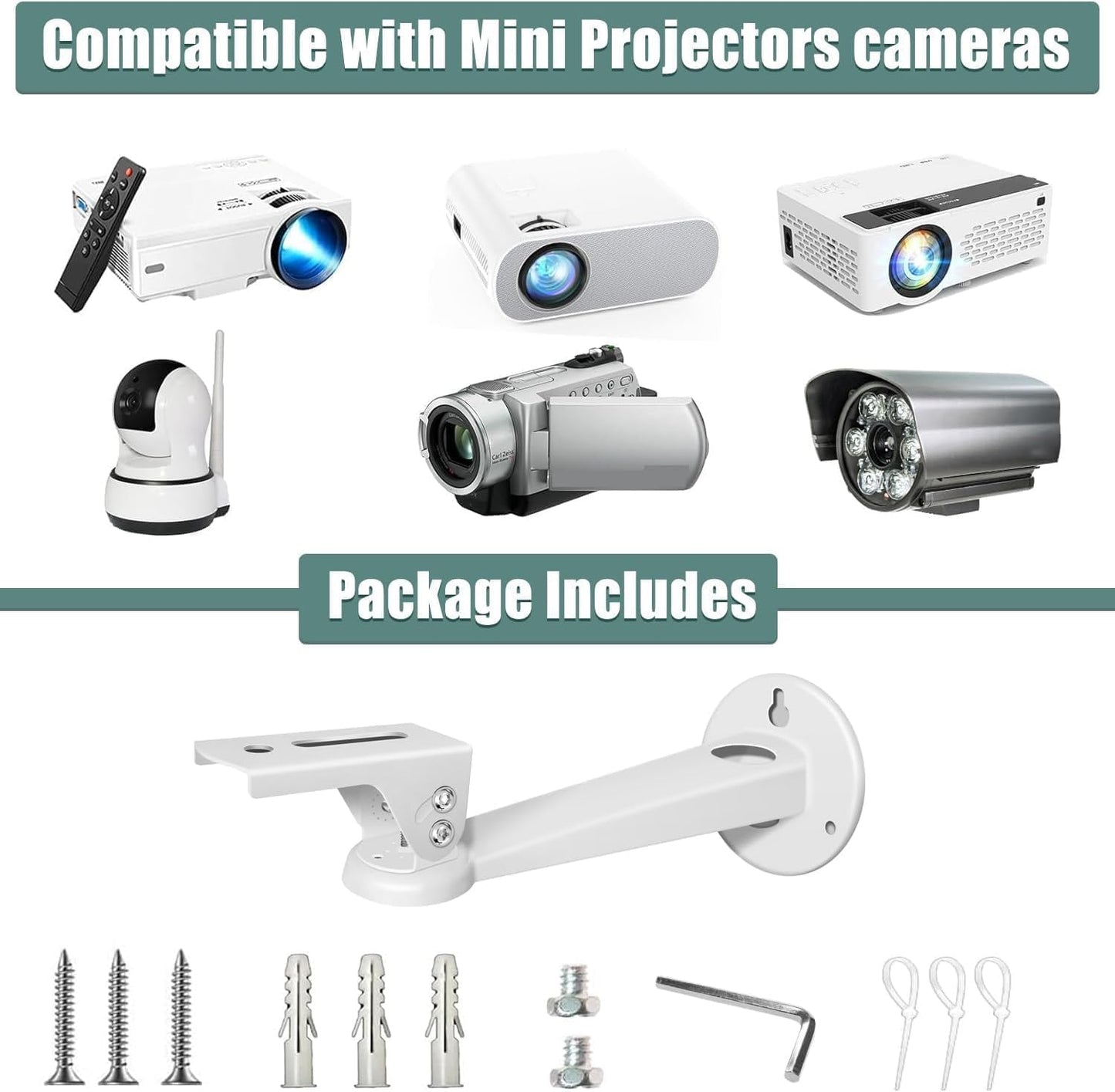 2-Be-Best 360 11 lbs 7.8 inch Mini Projector Wall Mount Adjustable Rotation Projecter Wall Mount Holder
