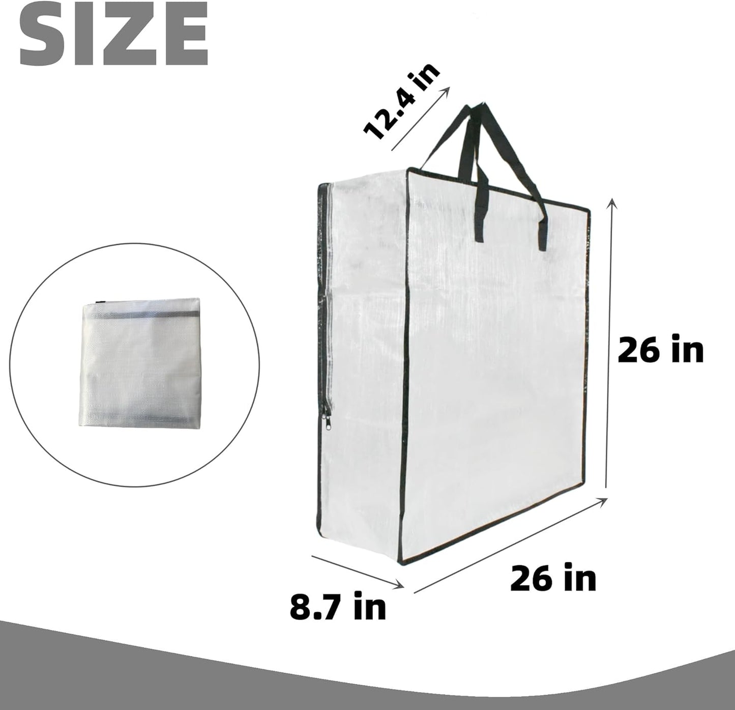 Skiennix Clear Storage Bags - 3 Pack Zippered Organizers with Handles for Blankets & Bedding