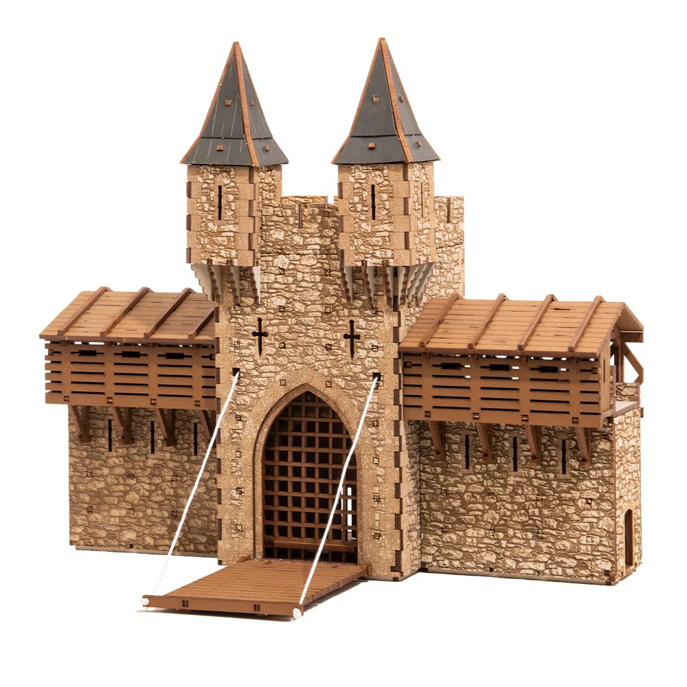 Barbican P - Castle gate - 3D Wooden Puzzle - DIY 28mm Scale Model Building Set for Adults and Collectors - Assembly kit - Tabletop Miniature Terrain Set