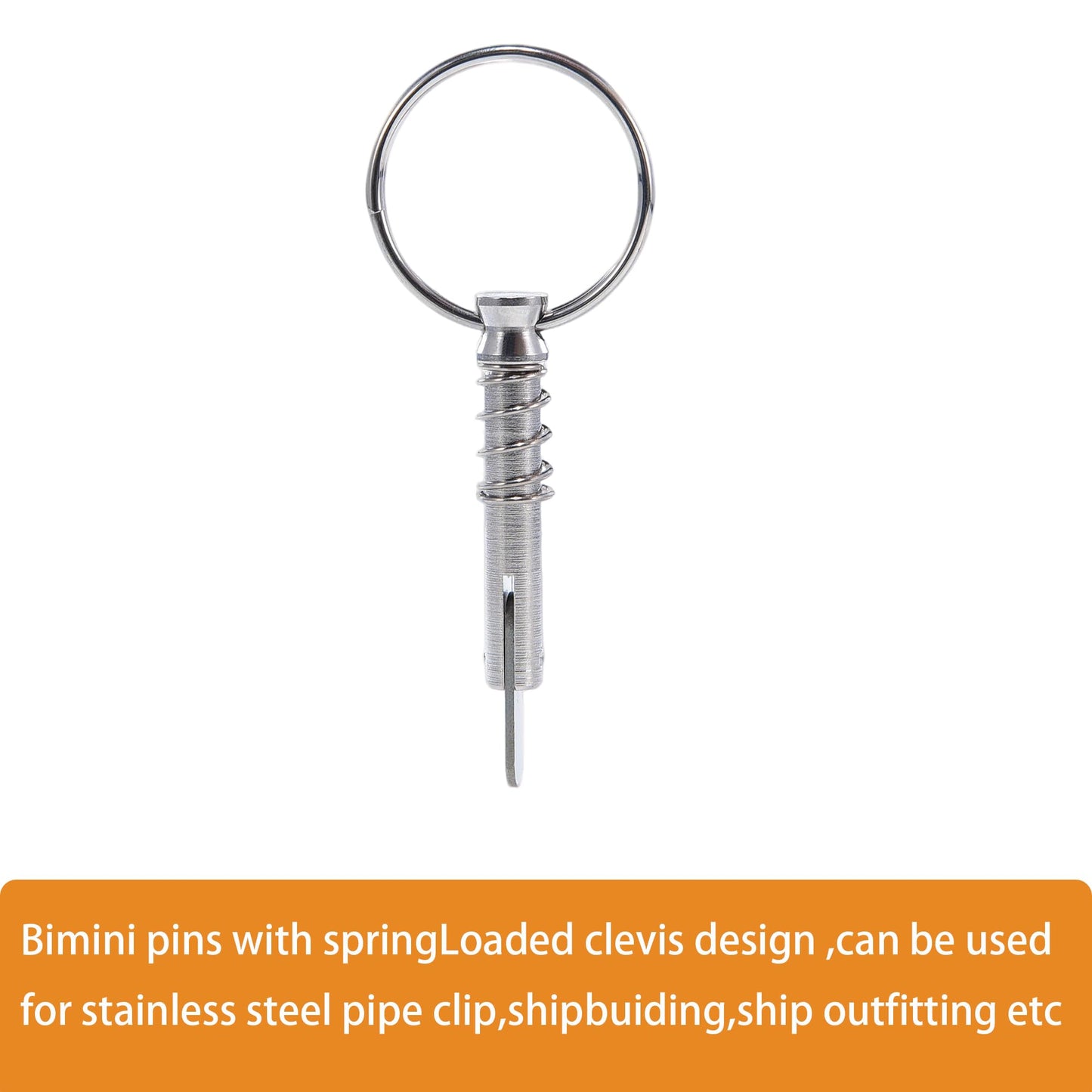 10 Pack Quick Release Bimini Pins, 1/4" Diameter - Boat Canopy Top Pins with Pull Ring, Full 316 Stainless Steel Marine Hardware