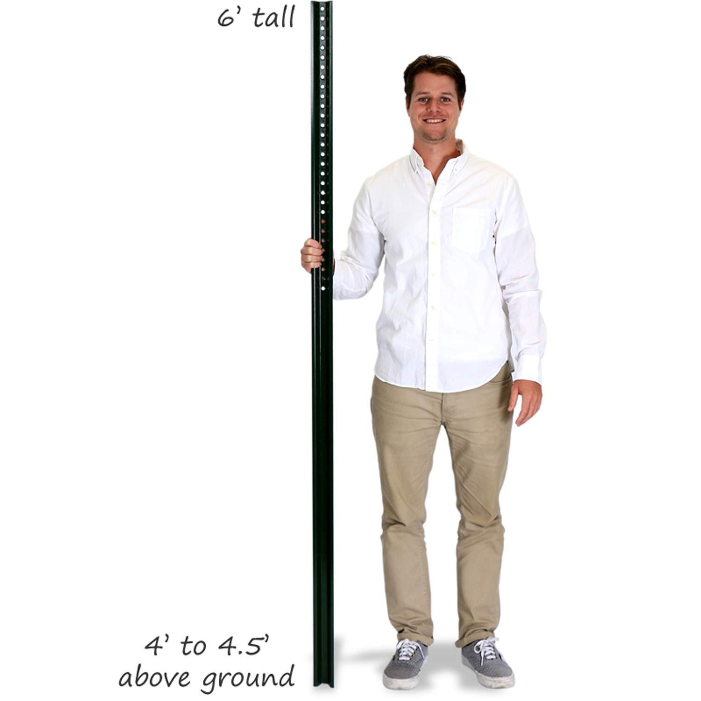 SmartSign U-Channel Sign Post, Medium Weight | 6' Tall Baked Enamel Steel Post - Pack of 4
