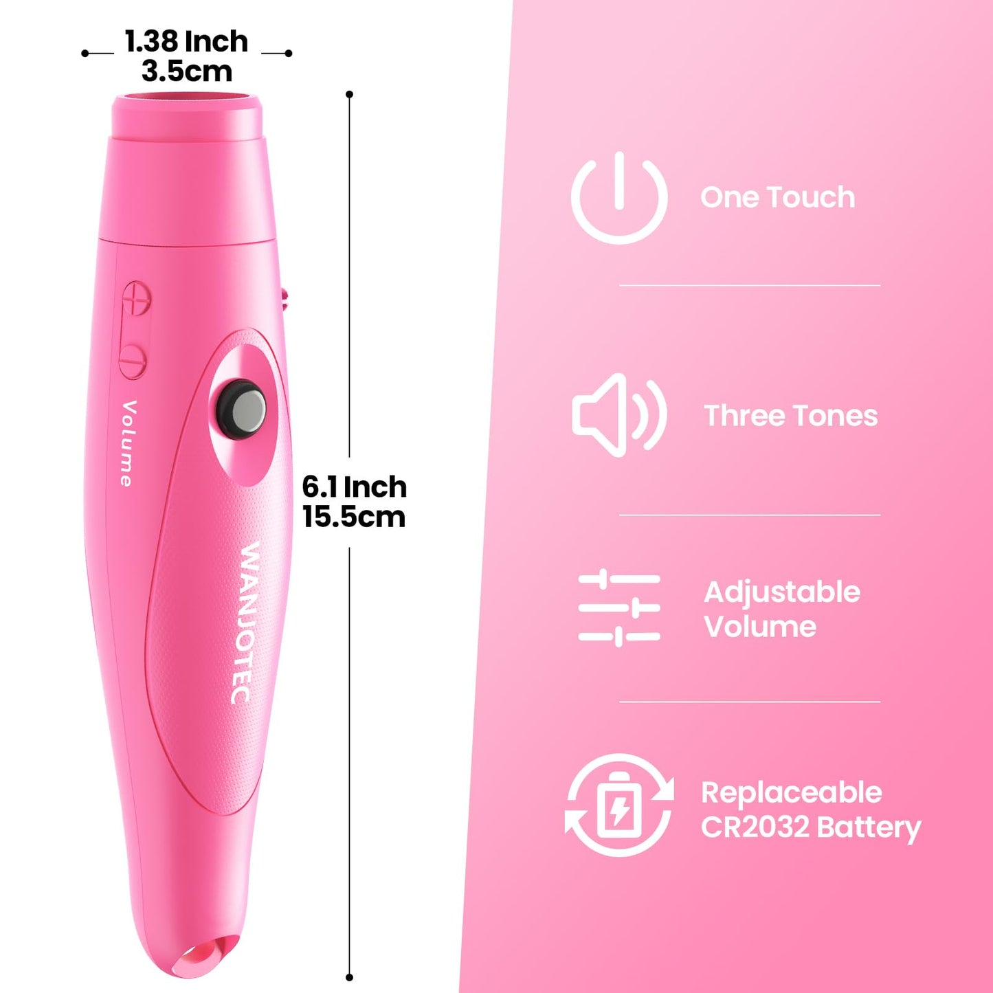 WANJOTEC Electronic Whistle for Teacher Coaches, 3 Tones Adjustable 130db Loudest High Volume Handheld Emergency Electric Whistles for Referee, P.E.Outdoor Sports Whistles with Lanyard，Gift (Pink)