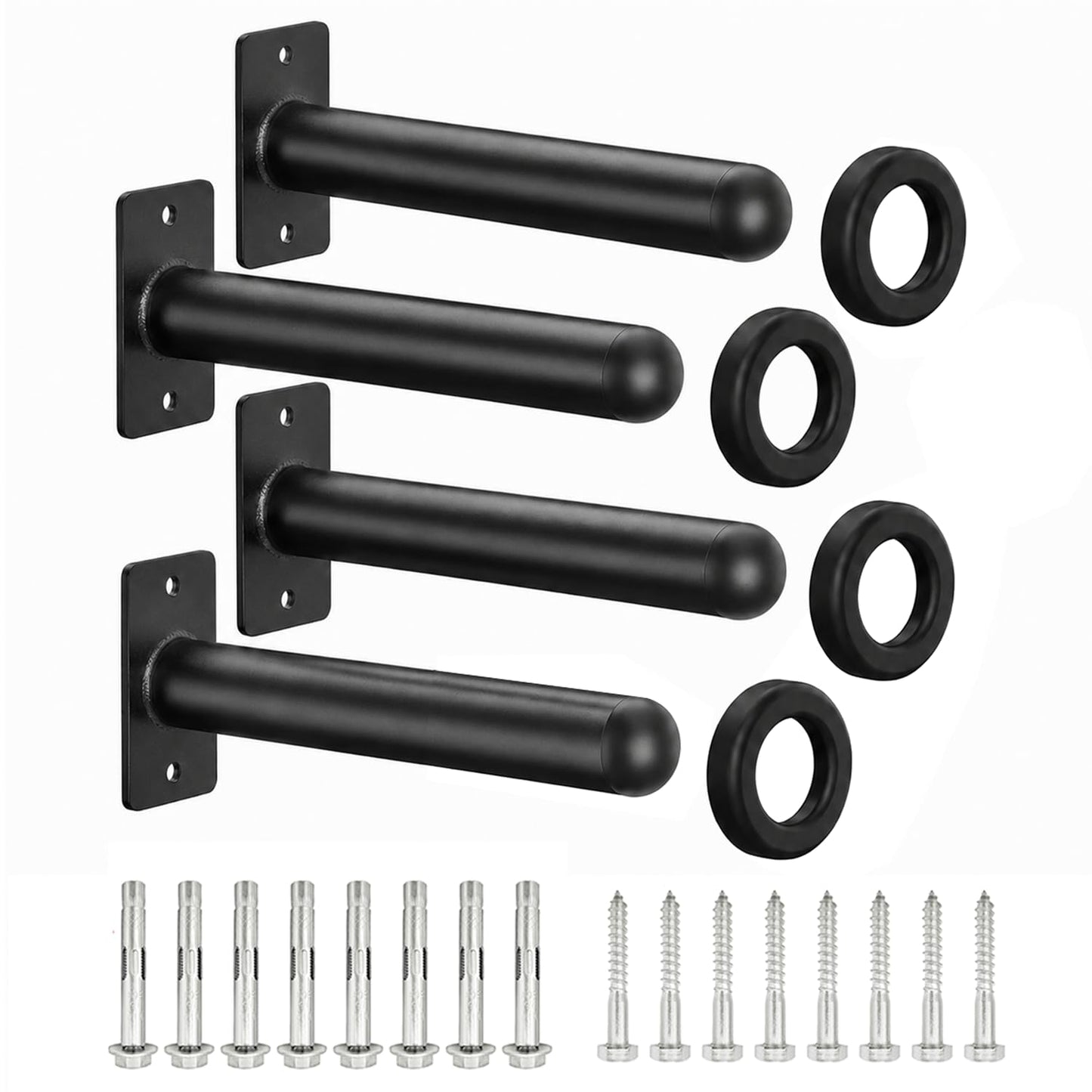 Rumoid 4 Pack Wall Mounted Weight Plate Holder, Weight Plate Holder for 2" Olympic Weight Plates, weight plate rack With Protective Rubber Pad for Garage Home Gym