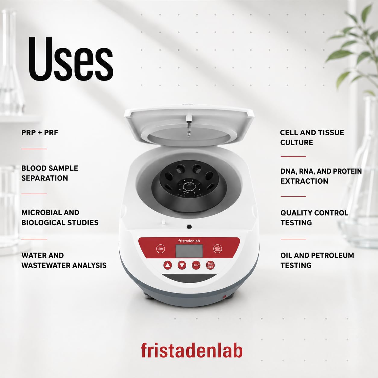 Fristaden Lab Centrifuge | for PRP and PRF | USA Company | 500-5000 RPM | 6 x 15 mL