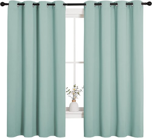 NICETOWN Blackout Curtain Panels - Thermal Insulated Draperies, Aqua, 55 x 68 Inches, One Pair