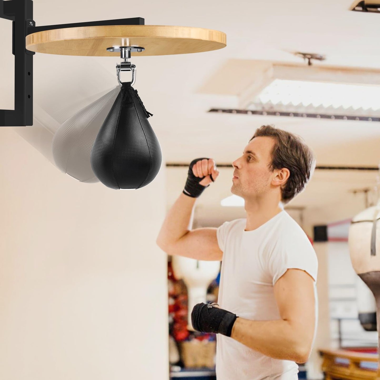 WYGVNR Hardwood Speed Bag Platform, Adjustable Speed Bag Mount Swivels for Boxing Training, Workout (Bamboo)