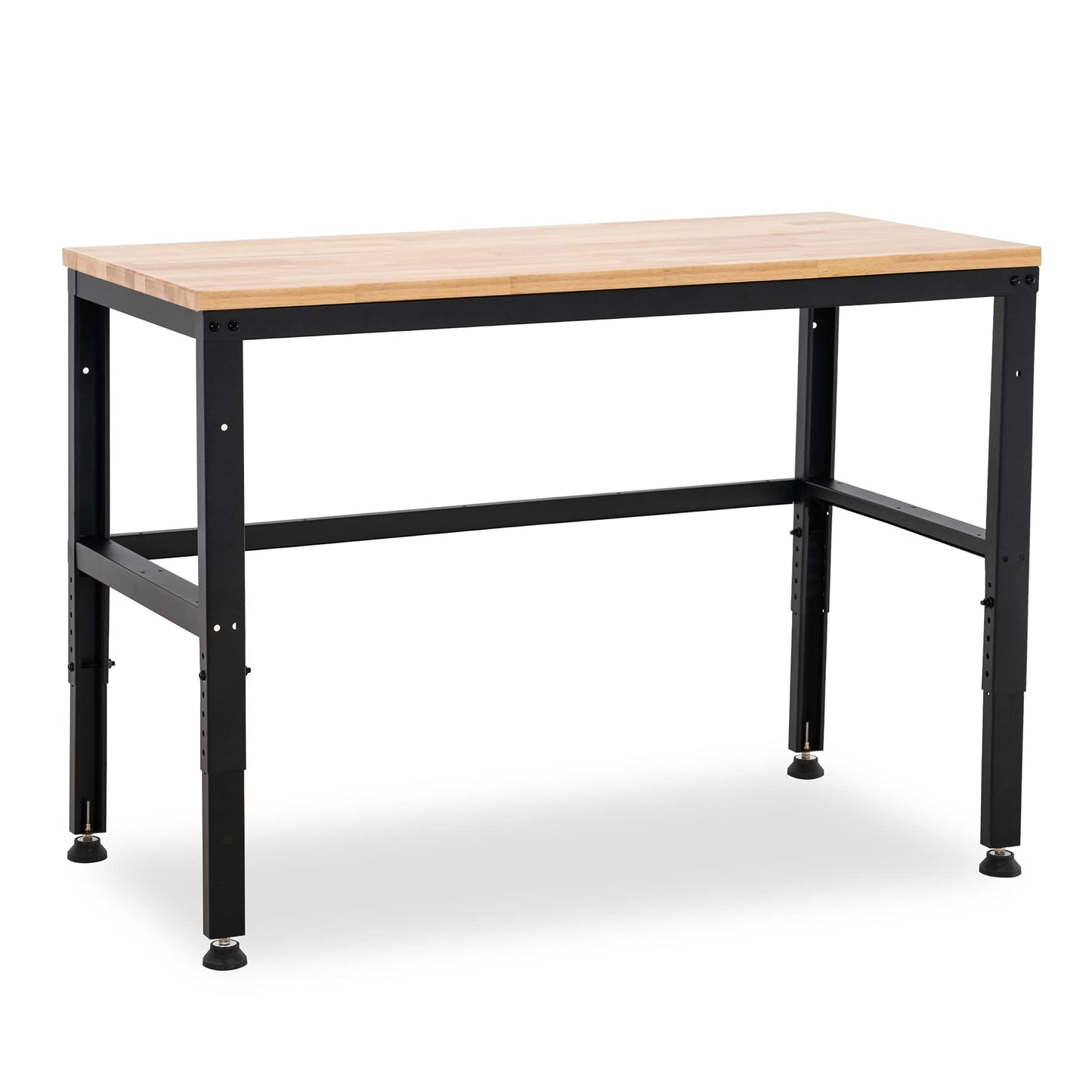 MCombo 48" Adjustable Workbench with Oak Wood Top, Overall Steel Frame Worktable for Garage, Workstation for Workshop and Home Improvement WD48