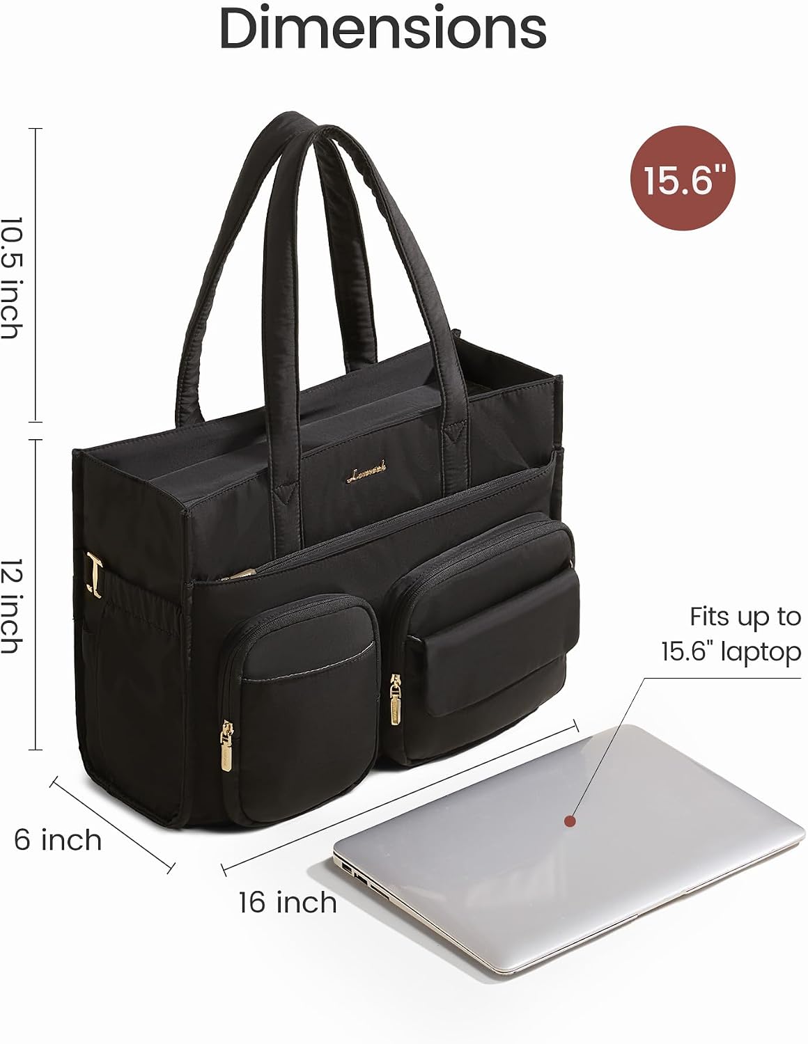LOVEVOOK Teacher Tote Bag for Women,Multi-pocket Laptop Bag with Large Cup Holder,Nurse Bags Work Travel Computer