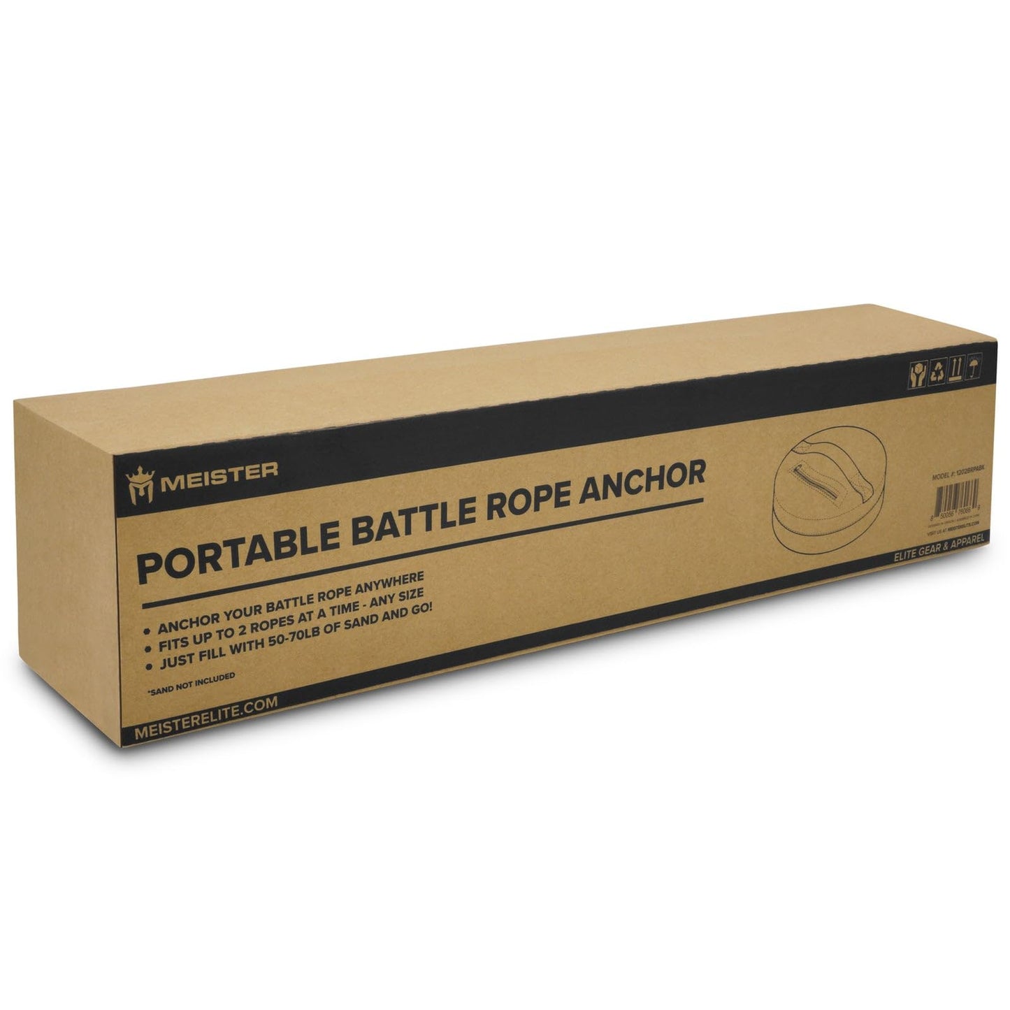 Meister Portable Battle Rope Anchor - Sand-Weighted Base for Rope & Fitness Training - Black