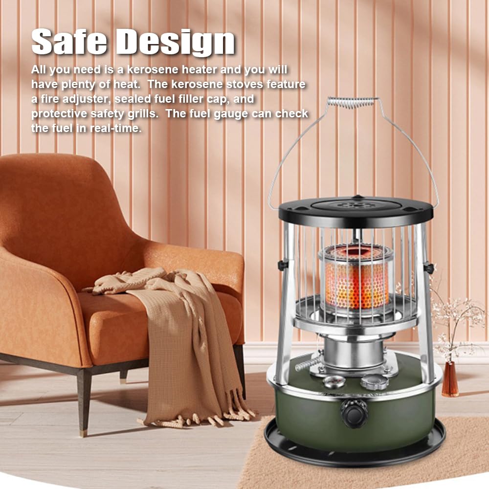 Portable Kerosene Heater, 4.5L Non Electric Radiant Oil Stove Space Heater with 360 Degree Heating and Adjustable Hood, for Indoor Camping Emergency