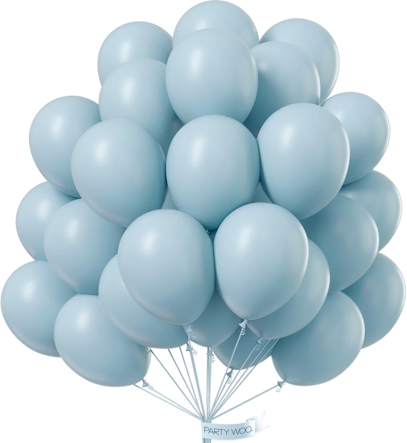 PartyWoo Dusty Blue Balloons - 100pcs 12 Inch Light Blue Aqua Latex Helium Balloons for Events