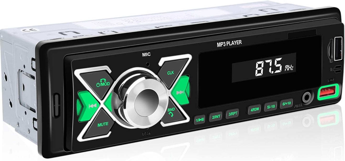 CAMECHO MP3 Single Din Car Stereo Bluetooth Audio Digital Media Receiver with USB Port FM Radio, Player, EQ, APP