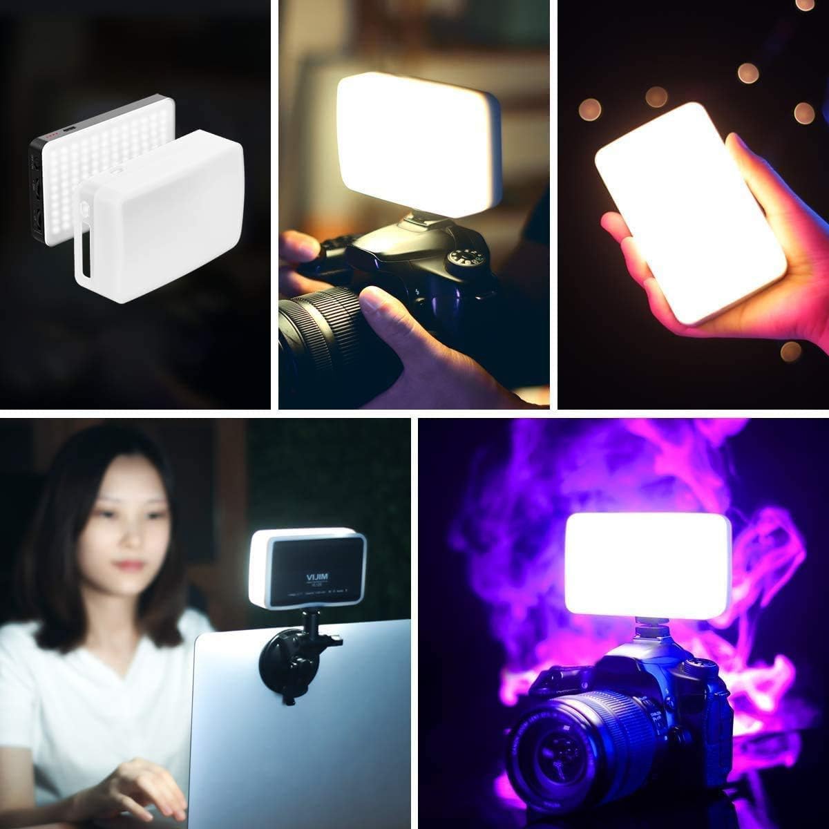 VIJIM VL120 120 3200K-6500K Dimmable, CRI95+, 3100mAh LED Video Light on Camera, Mini Rechargeable LED Photography