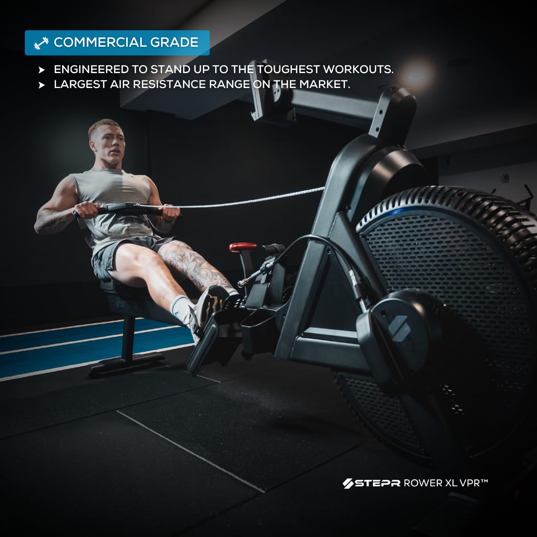 STEPR Rower XL VPR, Air Resistance Rower with Patented VPR Air Resistance Technology, Full-Body Ergometer