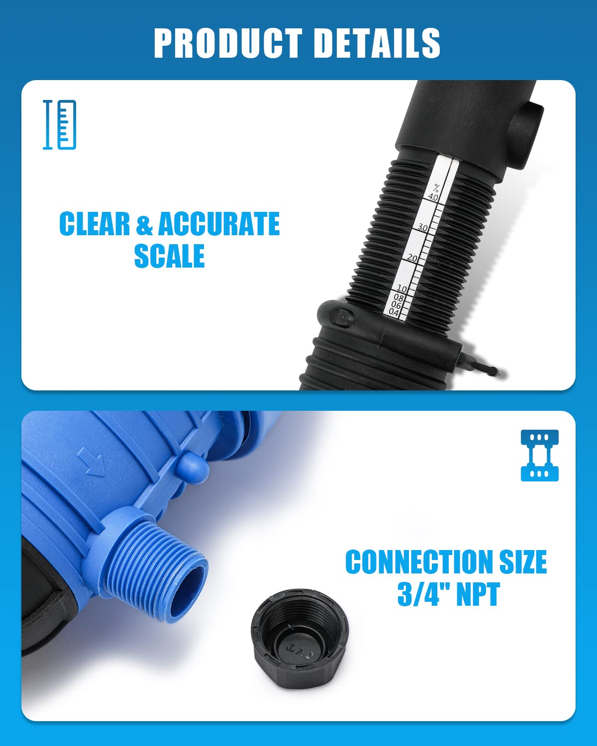 NEWTRY 0.4%~4% Adjustable Fertilizer Injector + 10pcs Replacements Springs