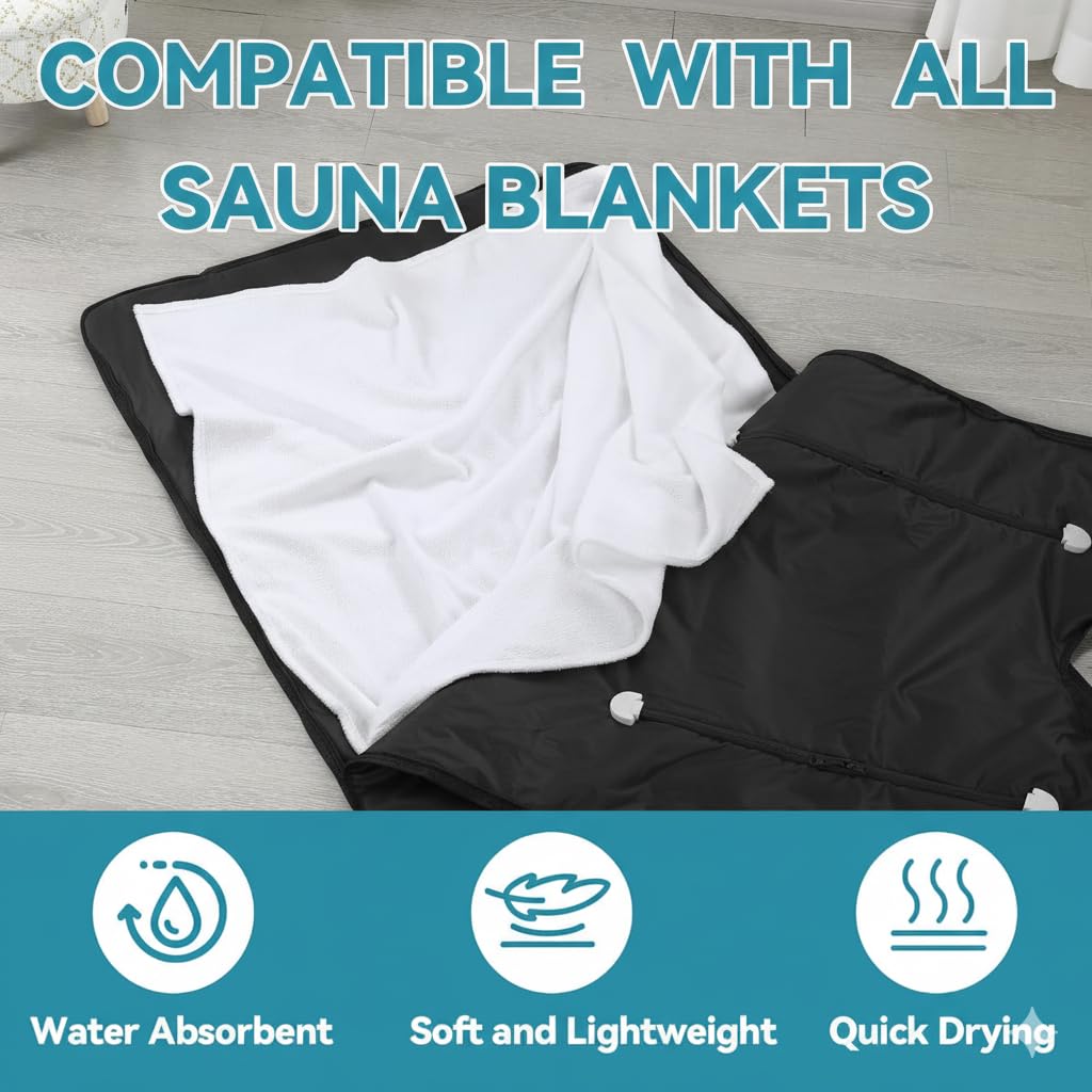 CAMLARD Sauna Towels for Infrared Sauna Blanket -Reusable & Machine-Washable Sauna Towel Insert for Blanket (Cotton)-White