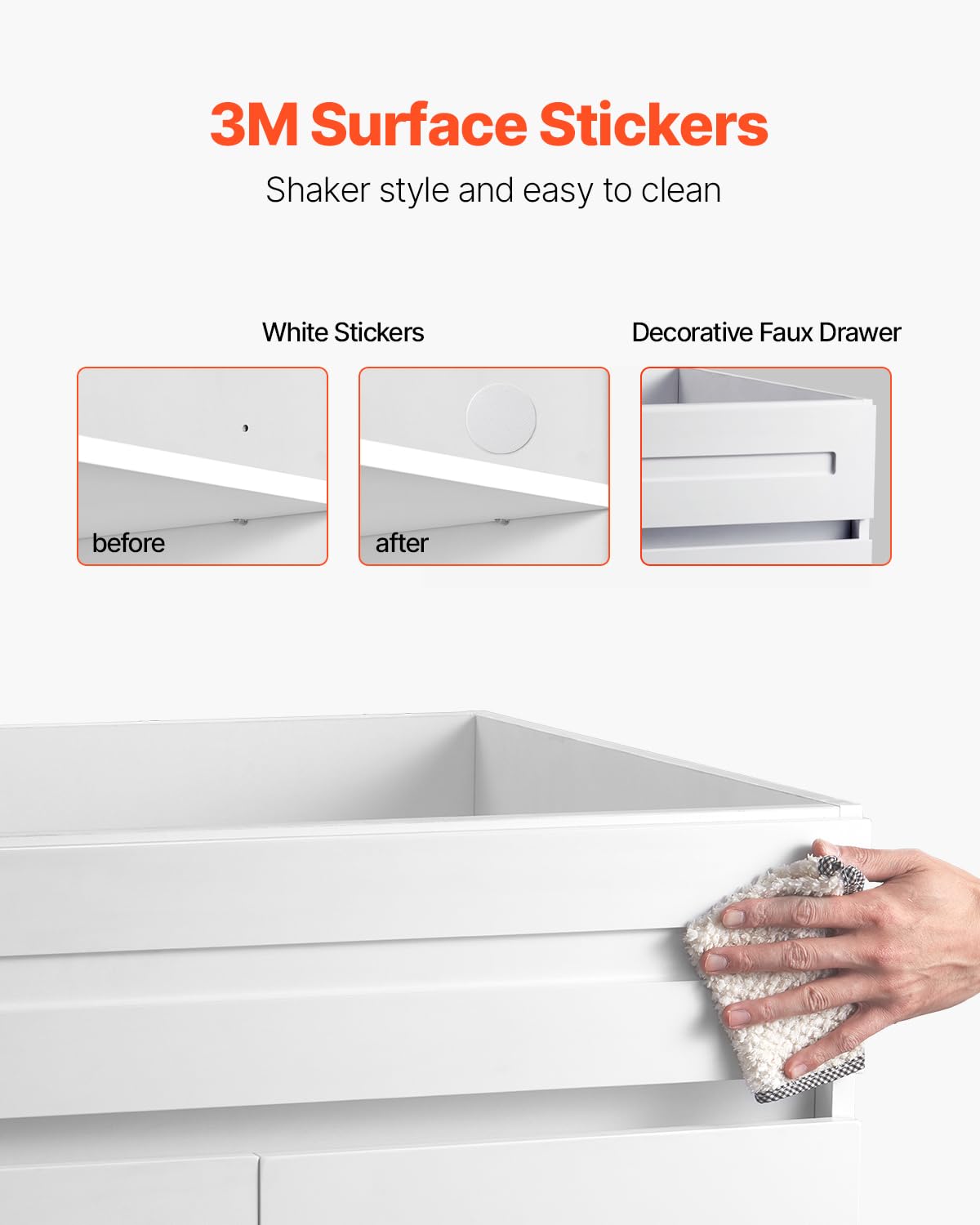 VEVOR White Shaker Base Cabinet, 36-Inch Unassembled Sink Base Cabinet, 36" W x 24" D x 34.5" H Ready to Assemble Cabinet with Soft-Close Doors and Adjustable Shelf, for Home Office