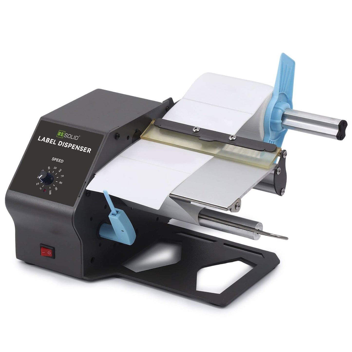 U.S. Solid Automatic Label Dispenser for Rolls and Fanfold Labels - Translucent and Opaque - Adjustable Speed - Core Sizes 1", 1.5", 3" - Width 0.2-7 in - Length 0.2 in-∞