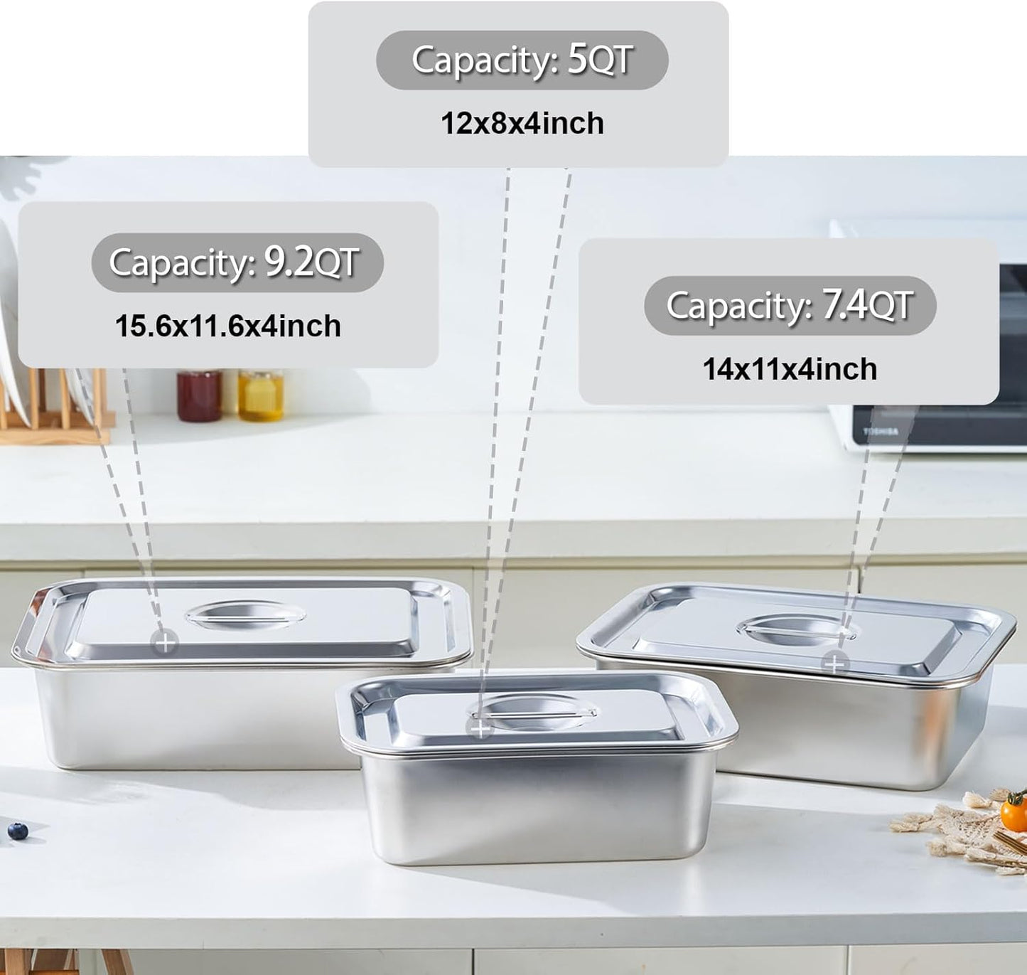 Skiennix 4-Inch Extra Deep Lasagna Pan - 11.6x15.6 Inch Nonstick Stainless Steel with Lid | 9.2QT Capacity