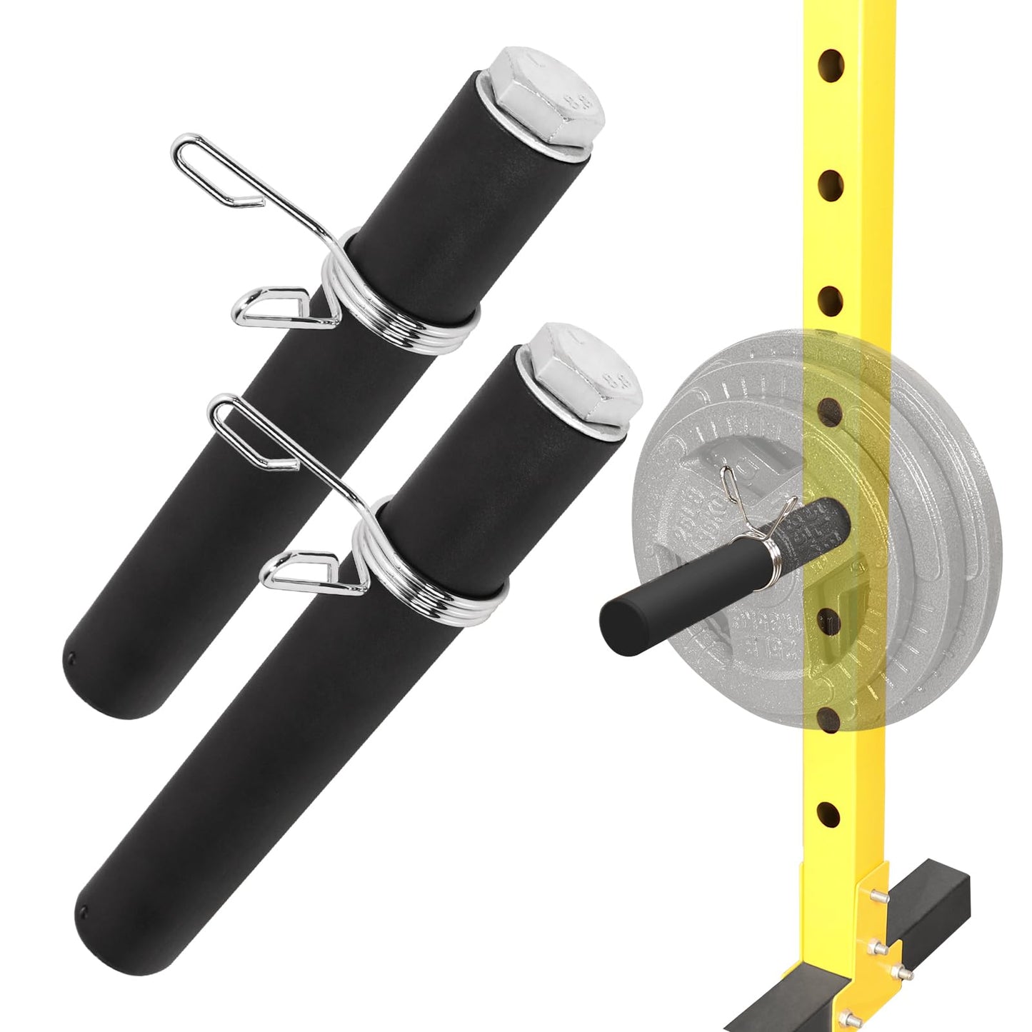 Weight Plate Holder Power Rack：1Pair Olympic Plate Storage for Squat Rack Attachment- 2inch Plates Holder for Power Cage Rack
