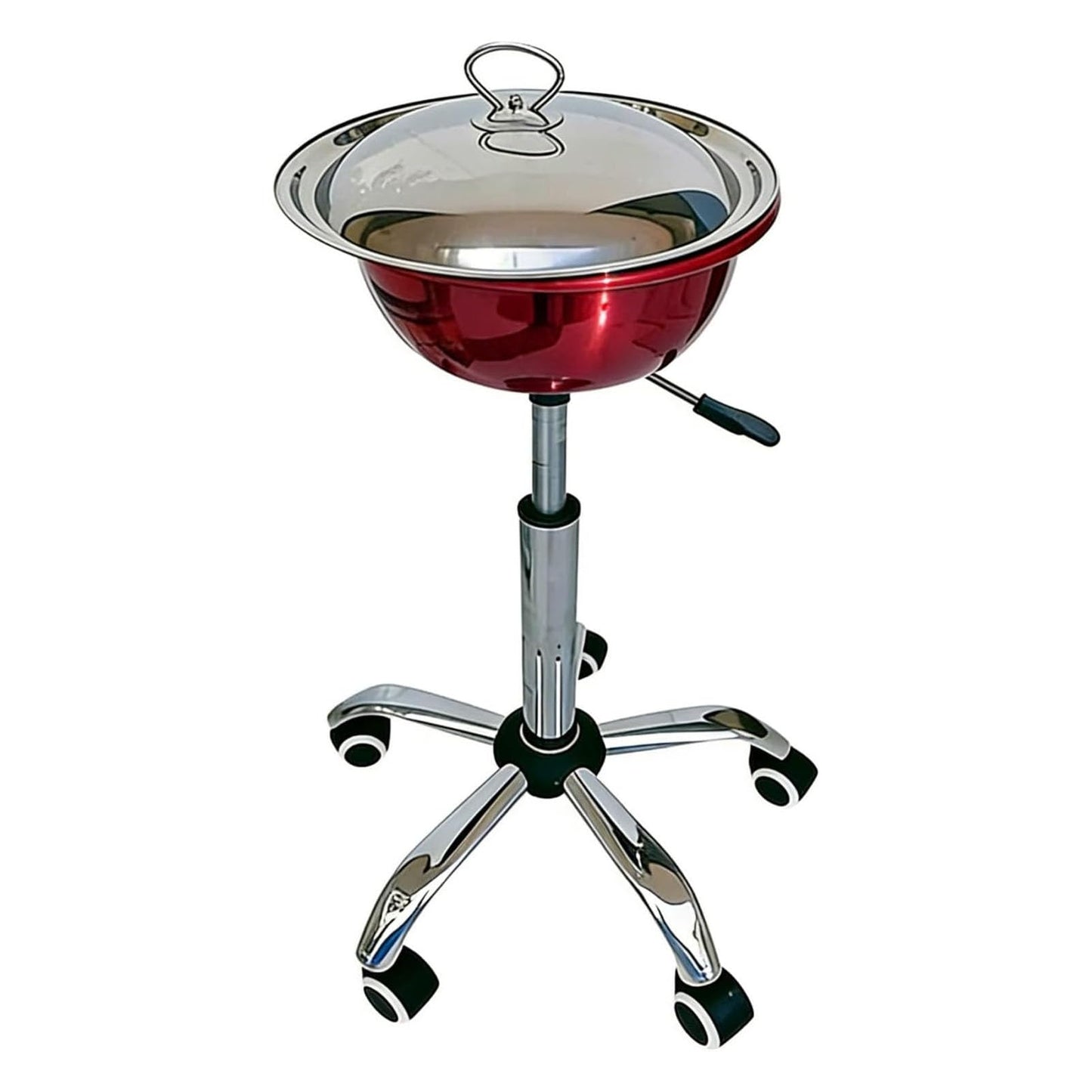 IMOYBBR Gym Chalk Stand Bowl, Adjustable Height Stainless Steel Holder with Lid and Rolling Wheels for Weightlifting Gymnastics Rock Climbing and Training Sessions Use