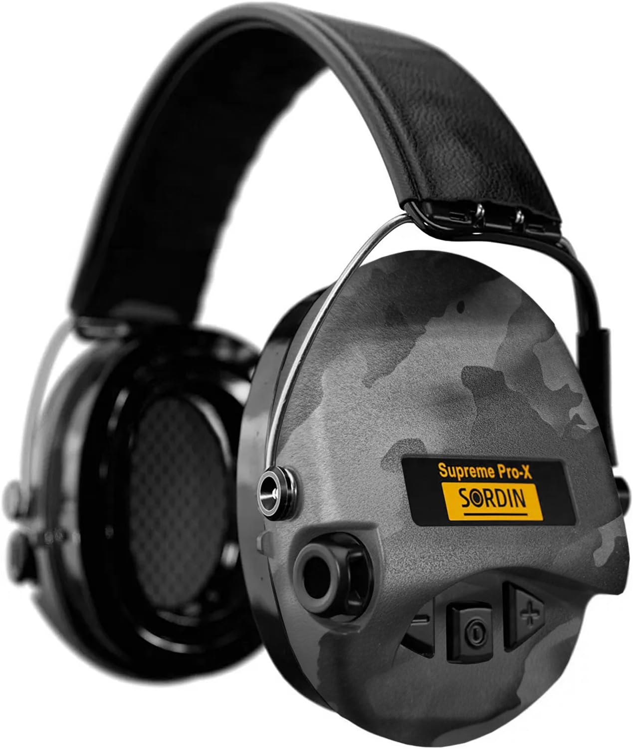 Sordin Pro-X LED Ear Muffs (Limited Night Camo Edition) - Active and Electronic Ear Defenders - Earmuffs for Hunting & Shooting