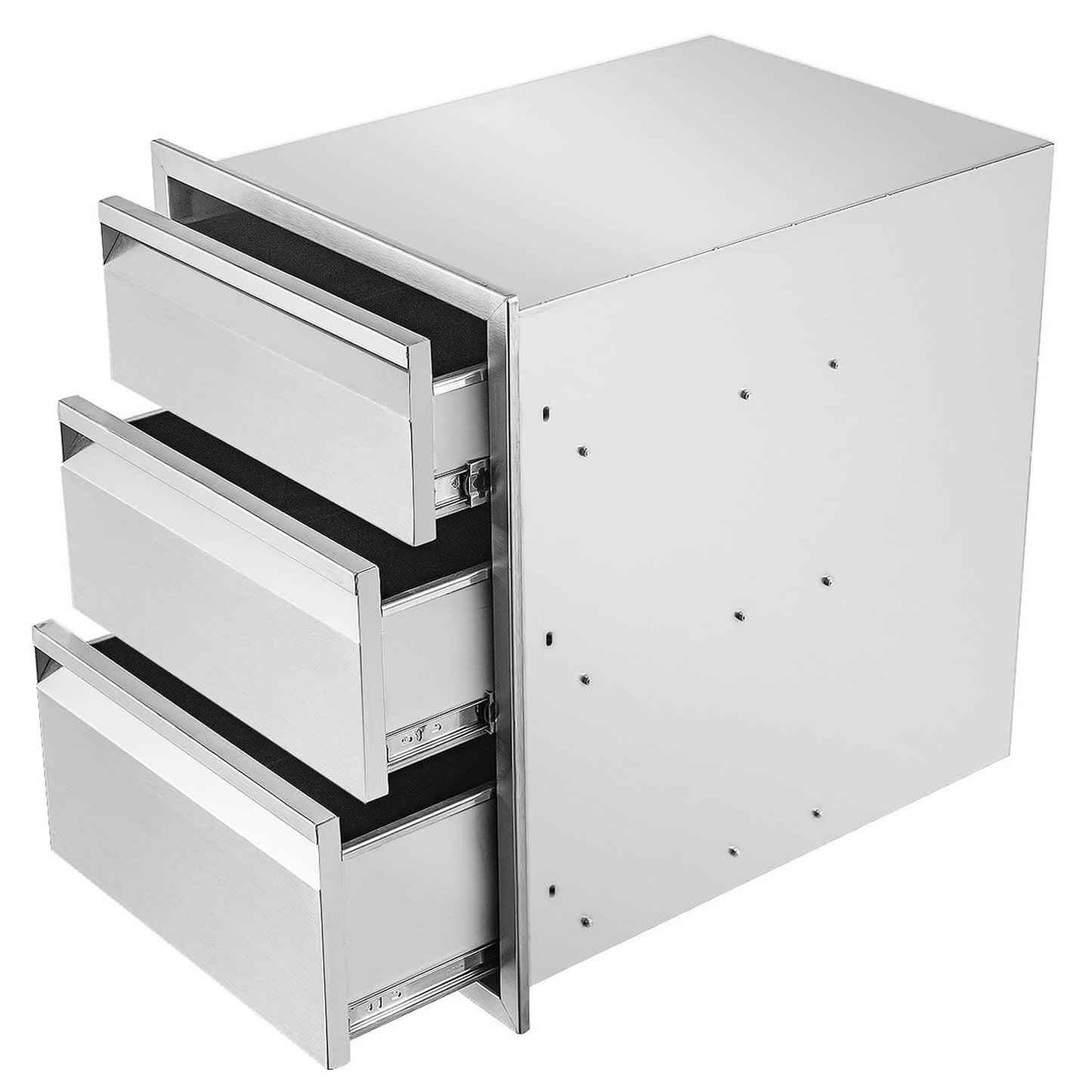 Outdoor Kitchen Drawers 16" W x 21" H x 23" D Triple BBQ Drawers Stainless Steel Built-in Drawer for Patio Grill Station or Outdoor Kitchen Island
