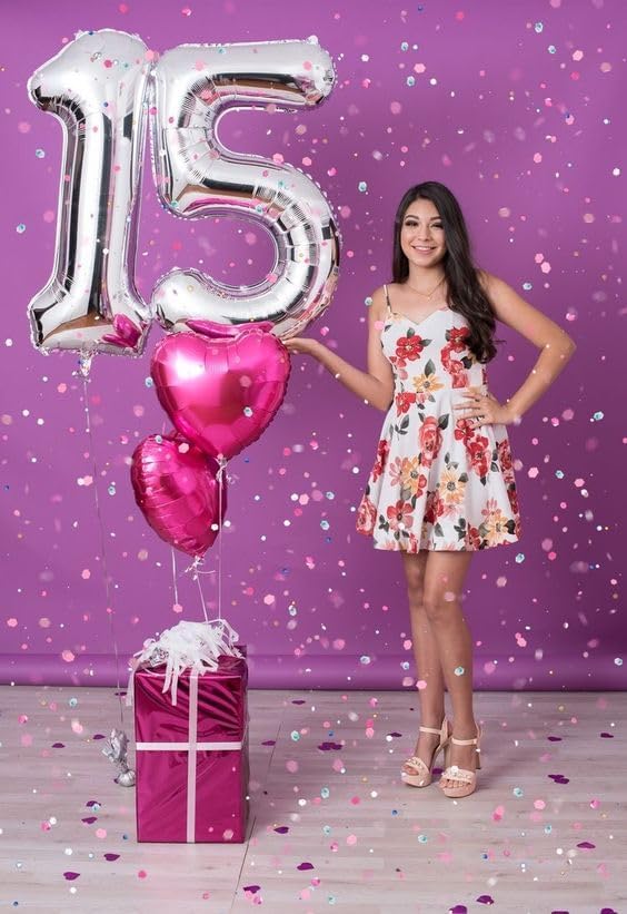 Number 15 Balloon by Silver | 40-Inch Silver Birthday Decoration for 15th Birthday Party