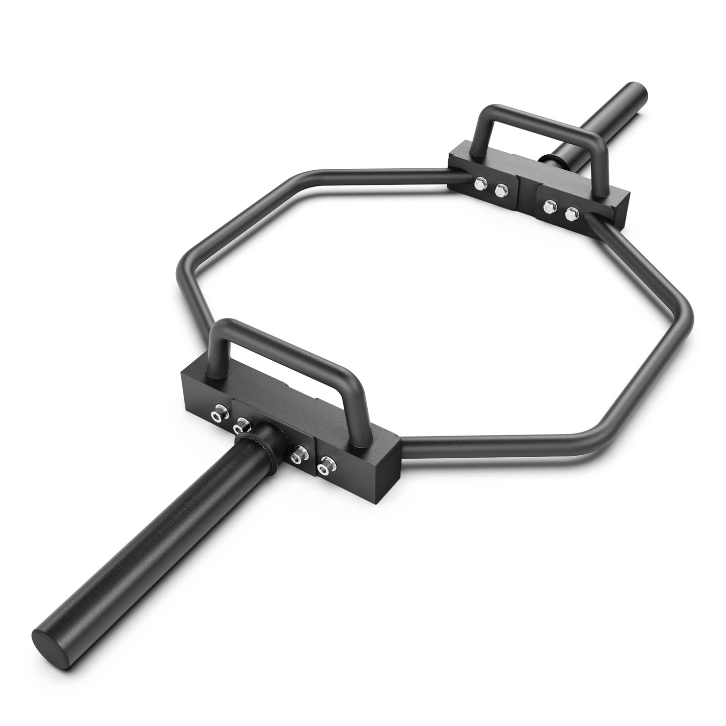Synergee 7kg Black Olympic Hex Barbell Trap Bar with Standard Height Handles for Squats, Deadlifts, Shrugs and Power Pulls. 49” Long Bar with 10” Sleeve.