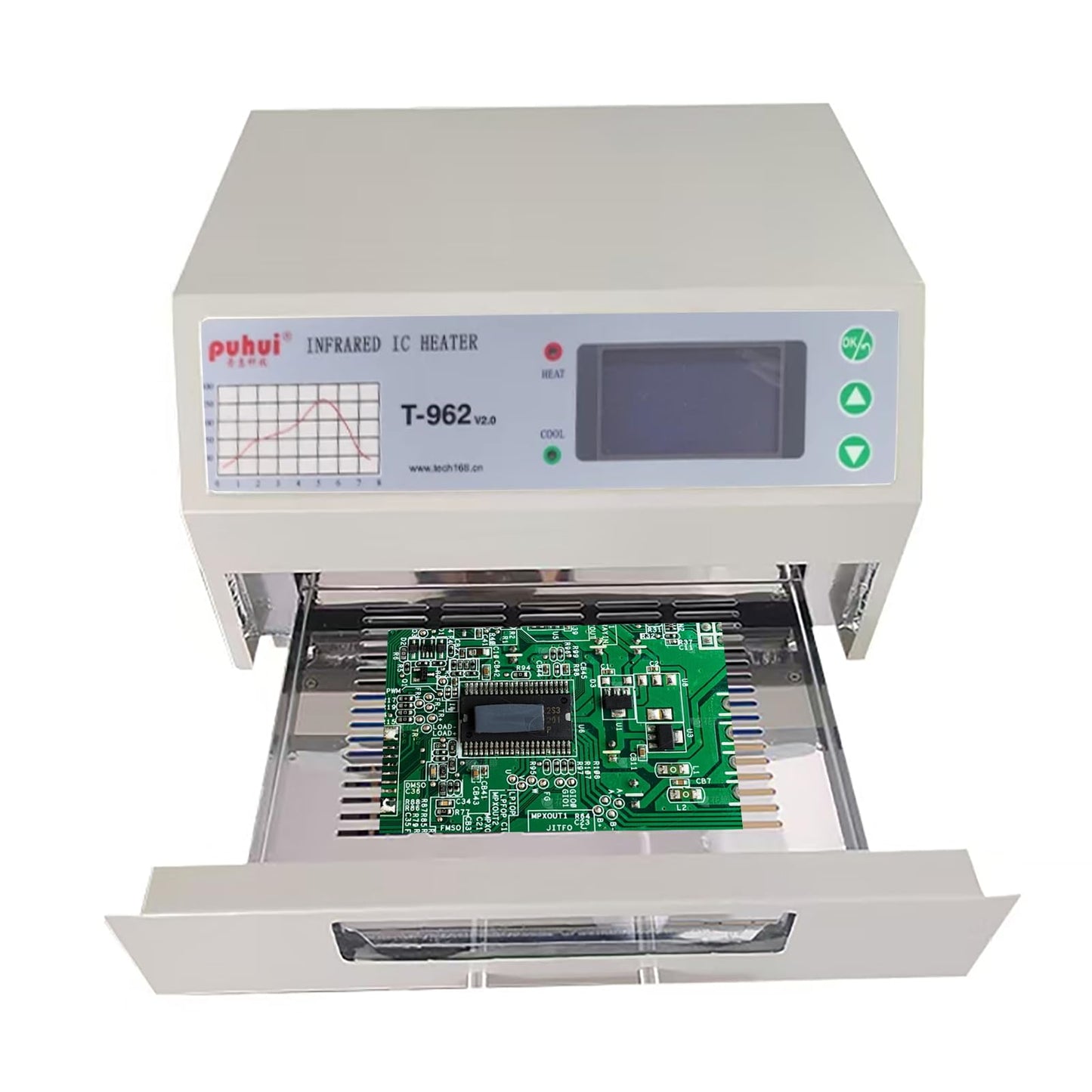 T962 Reflow Oven,110v 800w Reflow Soldering Station, Intelligent Infrared IC Heater,Welding area 7.08×9.25in for Pcb Chip Aluminum Substrate Lamp Bead