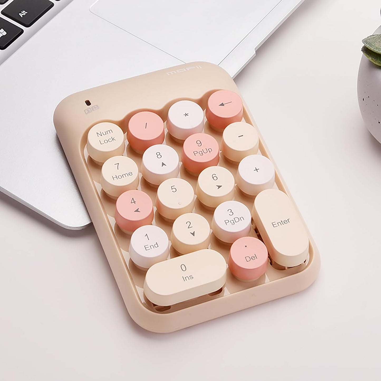 Lomiluskr 2.4G Accounting Wireless Numeric Keypad with USB Receiver, Cute Colorful Round Keycaps, Portable Financial