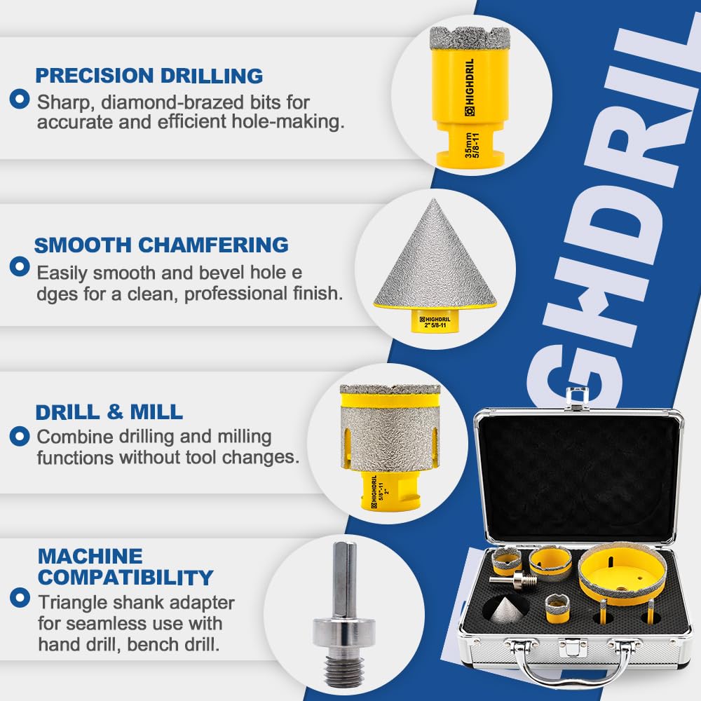 HIGHDRIL 3" 75mm Circular Saw Blade Set 4pcs and HIGHDRIL Diamond Drill Bits Kit