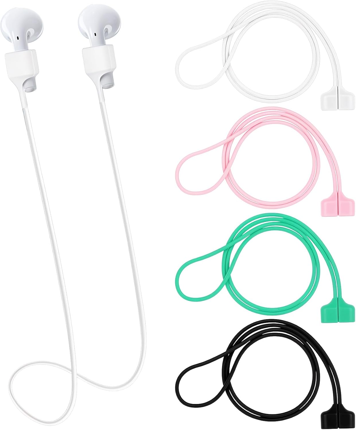 FRCTLNKG 4 Pack (4 Magnetic Ear Bud Lanyard, Magnetic Earbud Lanyards for Wireless Earbuds Around Neck with Anti-Lost