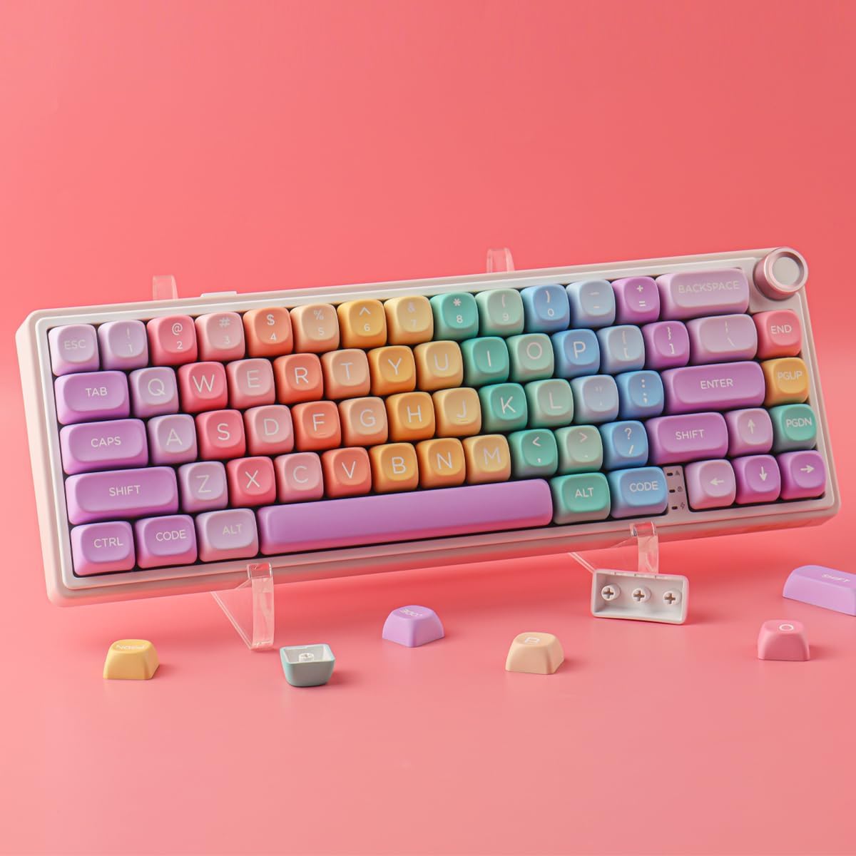 Tsungup 126 Set MOA Profile Keycaps,PBT Cute Rainbow Candy Keycaps Keys Dye-Sublimation Custom Keycap with Keycap
