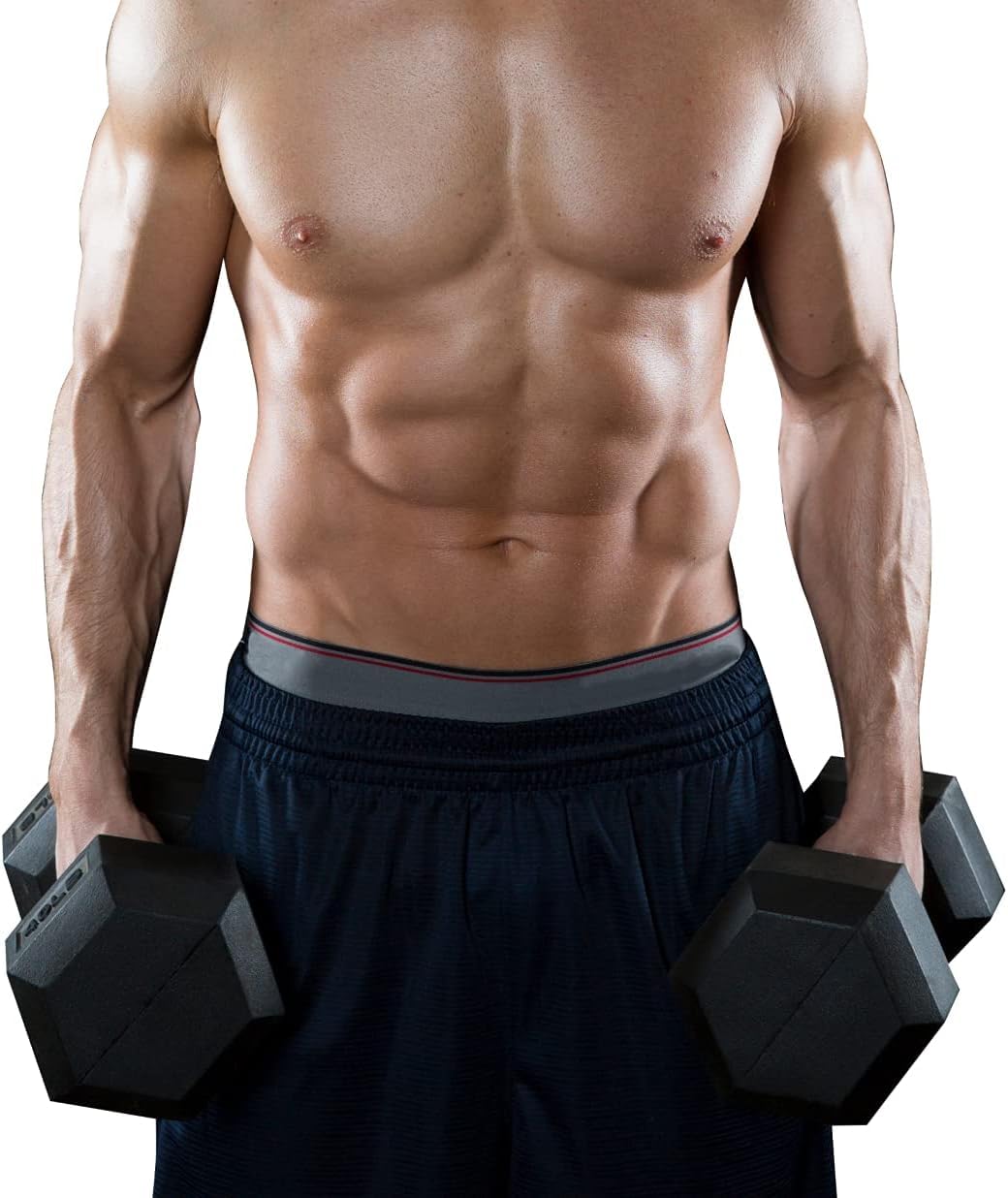 Hex Dumbbells Rubber Coated Cast Iron Hex Black Dumbbell Free Weights for Exercises / 3.5LB Pound