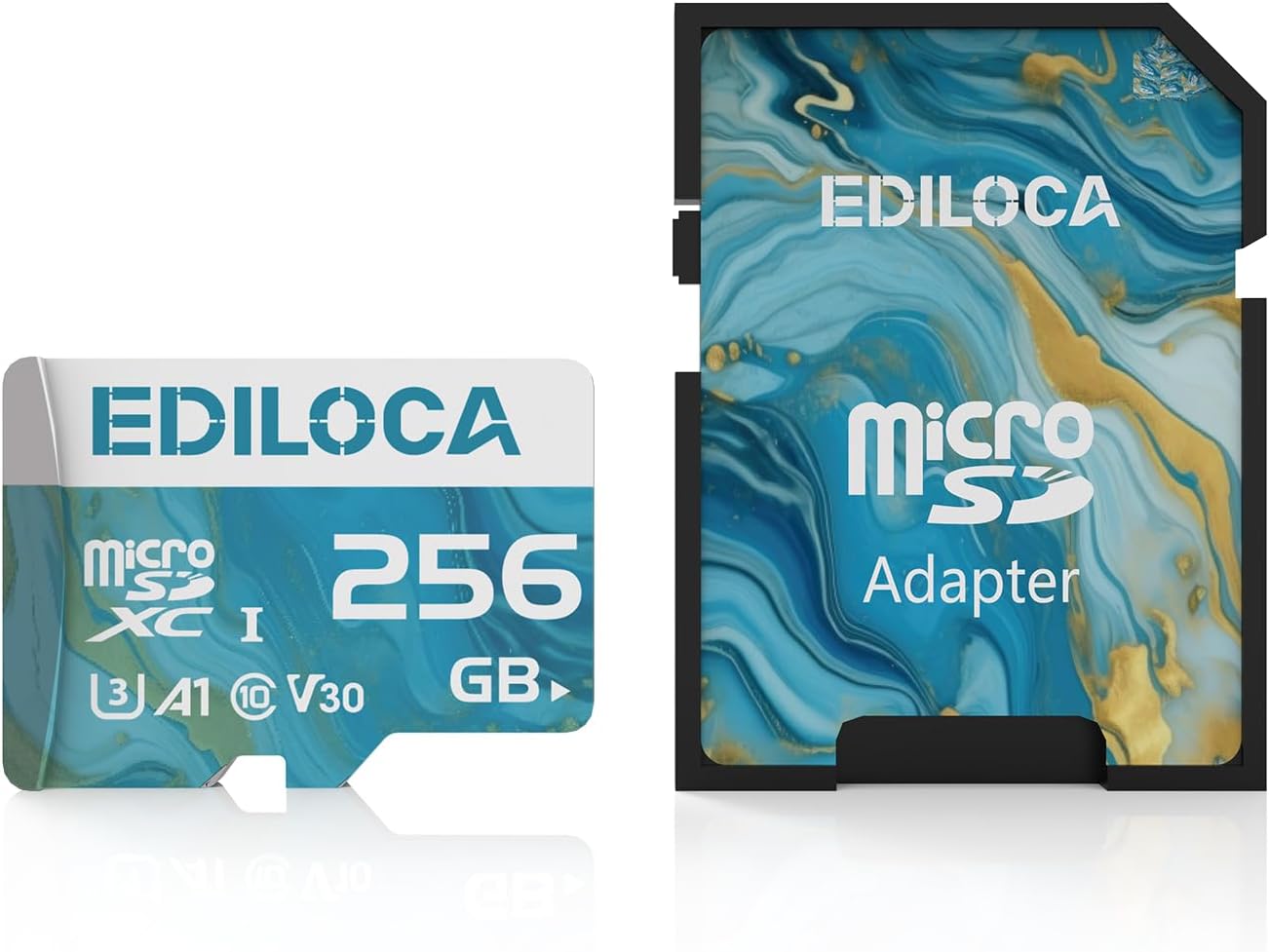 Ediloca 256GB 100MB/s, 4K C10, U3, V30, A1 Micro SD Card, Memory Card with SD Adapter, Read Speed up to UHS-I TF Card